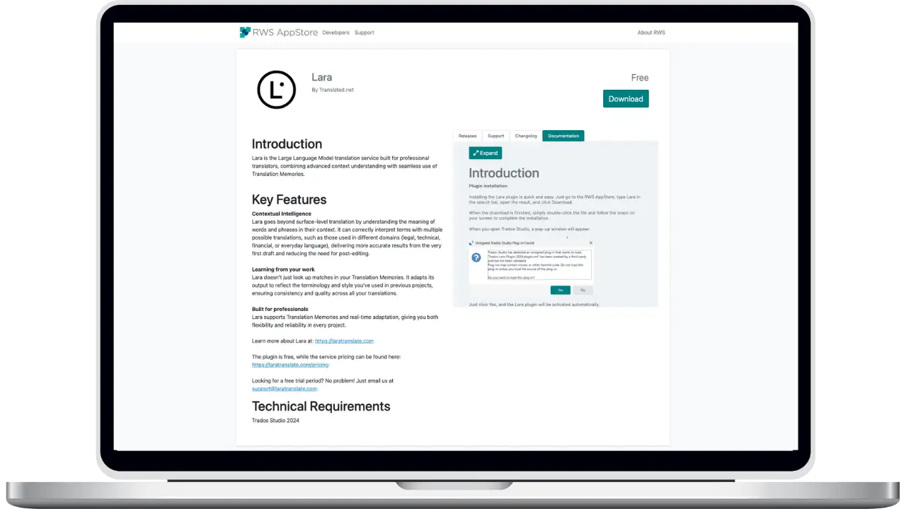 Lara Översätt + Trados Studio-integrering